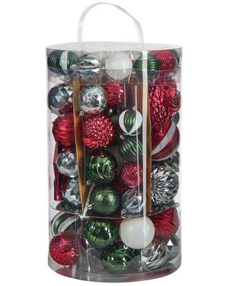 Nearly Natural Holiday Deluxe Shatterproof 100-Count Christmas Tree Ornaments