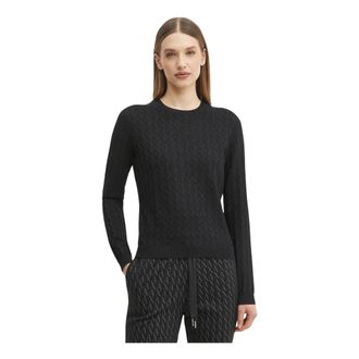 A|X Armani Exchange Jacquard-brei Trui - Dames - Ronde hals truien - Zwart - XS - Truien & Vesten