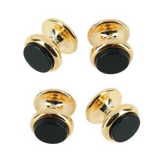 Trafalgar Store Sutton Tuxedo Stud Set Genuine Onyx in 24K Gold With Genuine Onyx at Nordstrom