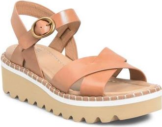 Söfft Ruthie Ankle Strap Platform Wedge Sandal in Luggage at Nordstrom, Size 6.5