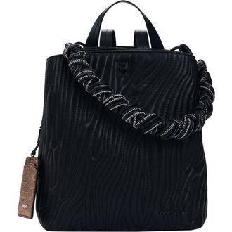 Desigual Mini Wave Embroidered Convertible Backpack in Black at Nordstrom