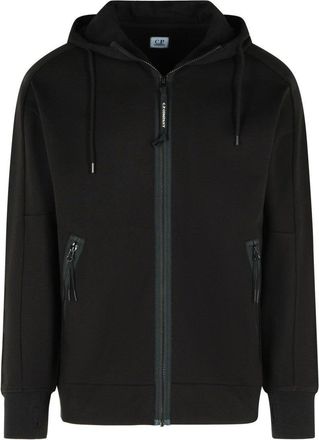 C.P. Company Black Cotton Sweatshirt With Integrated Glasses And Functional Details