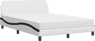 vidaXL Cama Con Colch&oacute;n Dover Cuero Sint&eacute;tico Blanco Y Negro 140x190 Cm Vidaxl