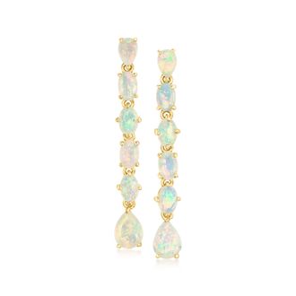 Ross-Simons Opal Linear Drop Earrings in 18kt Gold Over Sterling