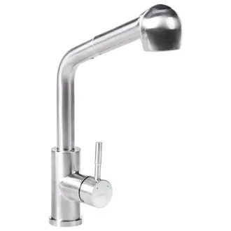 Beliani Grifo De Cocina Extra&iacute;ble De Acero Inoxidable Con Resorte Aireador 2 Modos De Rociado Grifo Mezclador Plateado Wichabai