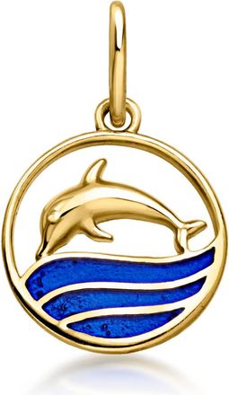 Ross-Simons Italian Blue Enamel Dolphin Charm in 10kt Yellow Gold