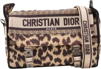Dior Pre-owned Cross Body Bags, female, Beige, Size: ONE SIZE Pre-owned Embroidered Canvas Crossbody Bag
