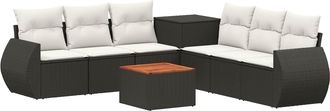 vidaXL Juego De Sof&aacute; 8 Uds. Negro Y Blanco Crema Vidaxl