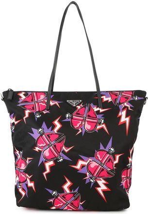 Prada Black Pink Nylon Tote Bag (Pre-Owned)