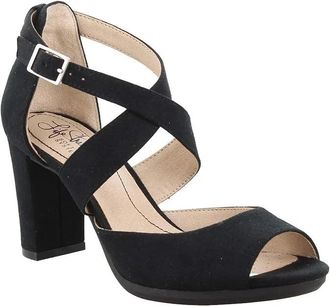 Life Stride Womens Lifestride Allison Strappy Black Faux Suede Dress Sandals LION514