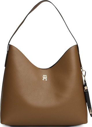 Tommy Hilfiger Borsa a spalla con placca logo - Marrone