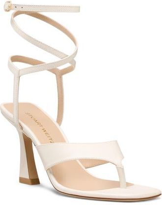 Stuart Weitzman Vinnie 85 Wrap Sandal in Cream at Nordstrom, Size 10