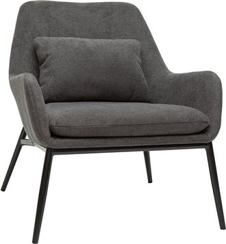 Miliboo Miliboo - Poltrona design tessuto effetto velluto grigio scuro e metallo nero maxine