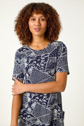 Roman Patchwork Mono Print Tunic Top