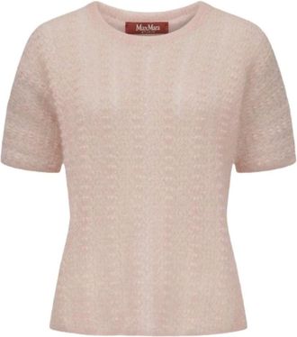 Max Mara Truien & Vesten, Dames, Beige, M, Kanten Gebreide Mohair Blend Sweater