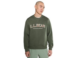 L.L.Bean Essential Logo Crewneck Sweatshirt Mens Regular Mens Sweatshirt Thyme Logo : 2XL, Cotton/Polyester