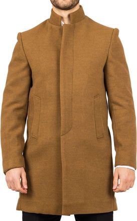 TruClothing Stand Collar Wool Blend Overcoat Classic Trench Coat Winter Jacket