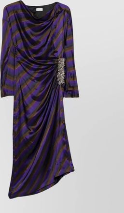 Dries Van Noten asymmetric hem draped long sleeve dress