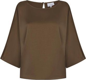 Dante6 Risette vloeiende satijnen top - Dames - Blouses & Shirts - Bruin - Maat: XL Satijn
