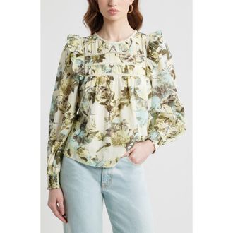 Treasure & Bond Ladder Cutout Cotton Top in Ivory- Yellow Rose Bloom at Nordstrom, Size Xx-Large