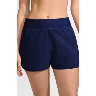 Lands End 3 Quick Dry Elastic Waist Board Shorts Swim Cover-up Shorts with Panty in Deep Sea Navy at Nordstrom, Size 20W