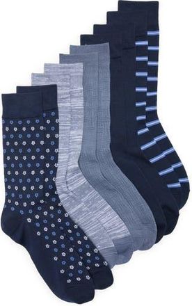 Nordstrom Rack Ultrasoft 5-Pack Assorted Dress Socks in Navy Blue Stripes at Nordstrom Rack, Size Regular