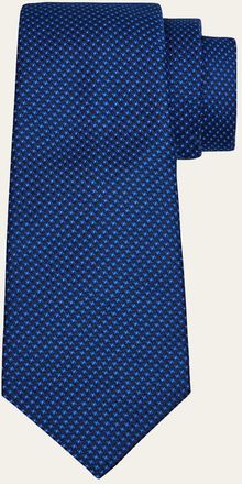 Kiton Mens Micro-Houndstooth Silk 7-Fold Tie