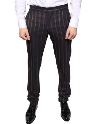 Dolce & Gabbana Brown Stripes Skinny Men Dress Pants Virgin Wool