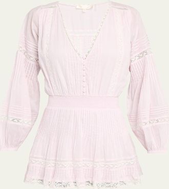 LoveShackFancy Winfrey Lace-Trim Cotton Mini Dress