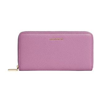 Coccinelle Wallets & Cardholders, female, Pink, Size: ONE SIZE Metallic Soft Zip Around Wallet