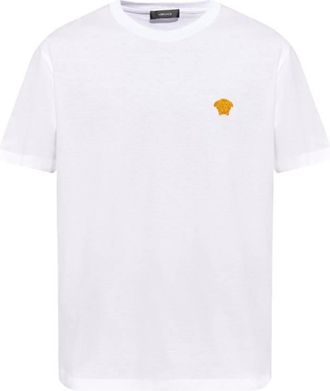 Versace Medusa Embroidered Cotton T Shirt, Size Medium