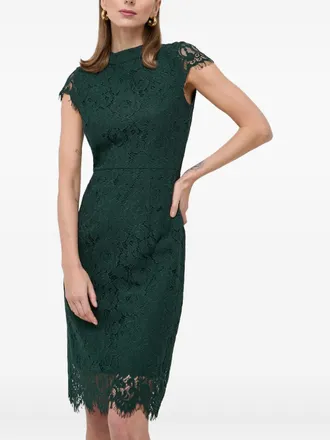 IVY OAK lace high-neck dress - women - Polyamide/Organic Cotton/Organic Cotton/Polyamide/Elastane - 34 - Green