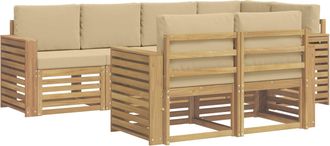 vidaXL Conjunto De Sof&aacute;s De Exterior 7 Uds. Y Beige Poli&eacute;ster Vidaxl