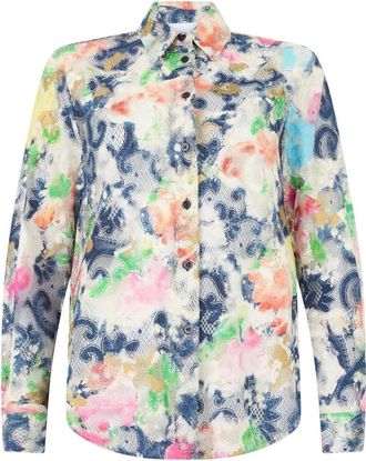 Moschino Overhemden, Dames, Veelkleurig, XL, Katoen, Bloemenprint Blouse