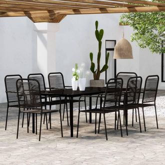 vidaXL Juego De Comedor De Jard&iacute;n 9 Piezas Negro Vidaxl