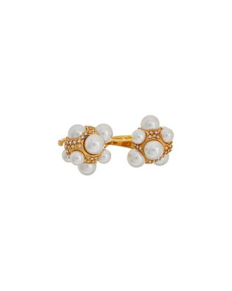 Oscar De La Renta Pearl Pave Cluster Double Ring