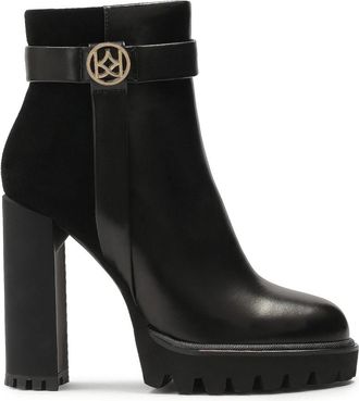 Kazar Hoge stiletto laarzen van su&egrave;de en glad leer. Dit product valt klein uit. - Dames - Laarzen met Hak - Zwart - 38 EU - Leer - Schoenen
