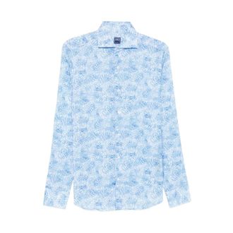 Fedeli Casual Shirts, male, Blue, Size: 2XL Sean ML Panamino Stampato Shirt