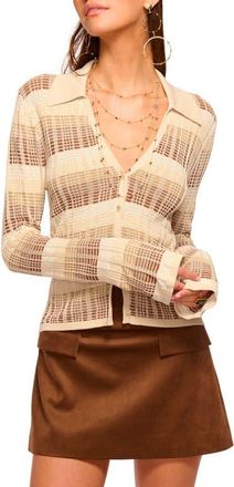 Ramy Brook Ivana Plaid Cotton Blend Cardigan in Light Bone Combo at Nordstrom, Size Xx-Small
