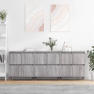 vidaXL Vidaxl - Aparadores 3 Uds Madera Contrachapada Gris Sonoma