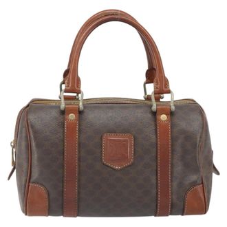 Celine Macadam Handbag Macadam With Leather Brown Pvc Handbag (Pre-Owned)