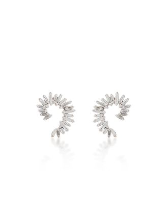 Suzanne Kalan Orecchini a bottone in oro bianco 18kt con diamanti - Argento