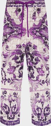 Dolce & Gabbana Majolica Crochet Lace Wide-Leg Crop Pants