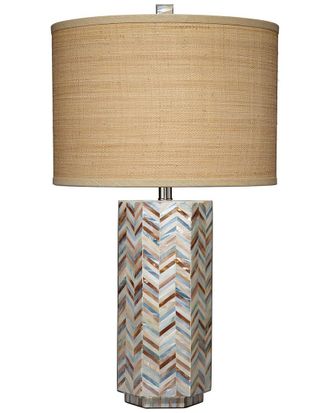 Jamie Young Co. Lucille Mother Of Pearl Table Lamp With Raffia Shade