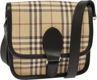Burberry Nova Check Beige Canvas Shoulder Bag (Pre-Owned)