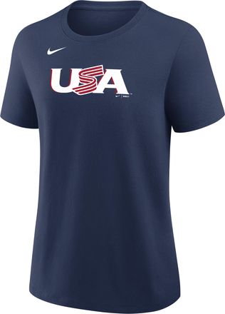 Nike Cal Raleigh USA Baseball 2026 World Baseball Classic Nike Womens T-Shirt in Blue | 01K944BW3U-P9U
