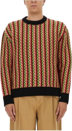 Lanvin Curb Chevron Gebreide Trui met Ronde Hals - Heren - Ronde hals truien - Veelkleurig - L - Truien & Vesten