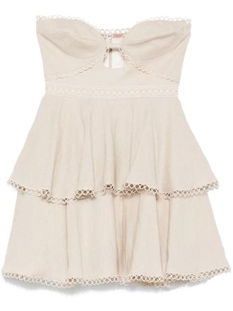PatBo Mini-jurk met ruches - Beige
