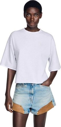 Sandro T-shirt with contrasting trim in Grey at Nordstrom, Size X-Small