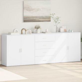vidaXL Aparadores 3 Uds Madera Contrachapada Blanco Vidaxl